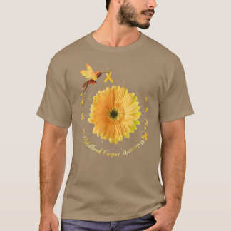 Childhood Cancer Awareness Tshirt Hummingbird Gold
