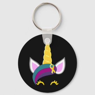 Childhood Cancer Awareness Unicorn Yellow Ribbon Keychain