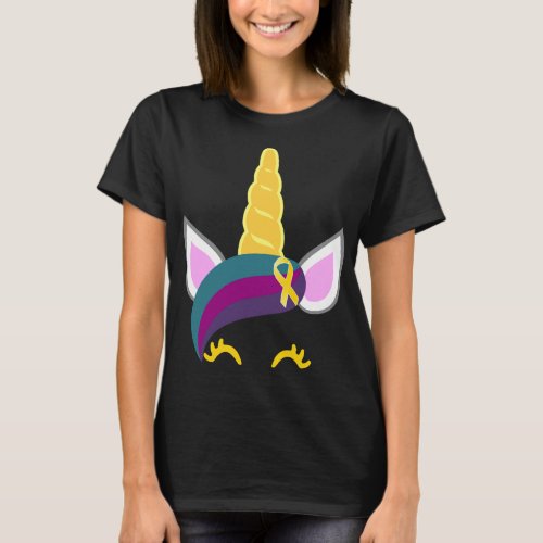 Childhood Cancer Awareness Unicorn Yellow Ribbon T T_Shirt