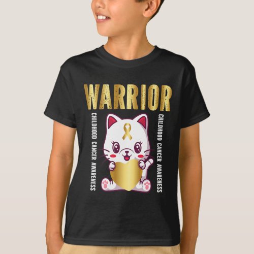 childhood cancer awareness warrior cute cat  T_Shirt