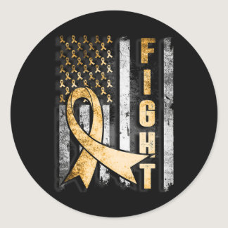 Childhood Cancer Awareness Warrior US Flag  Classic Round Sticker