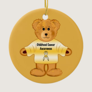 Childhood Cancer Awareness with Teddy Bear Ceramic Ornament