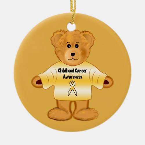 Childhood Cancer Awareness with Teddy Bear Ceramic Ornament