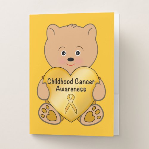 Childhood Cancer Awareness with Teddy Bear Heart Pocket Folder