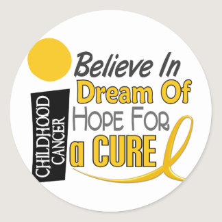 Childhood Cancer BELIEVE DREAM HOPE Classic Round Sticker