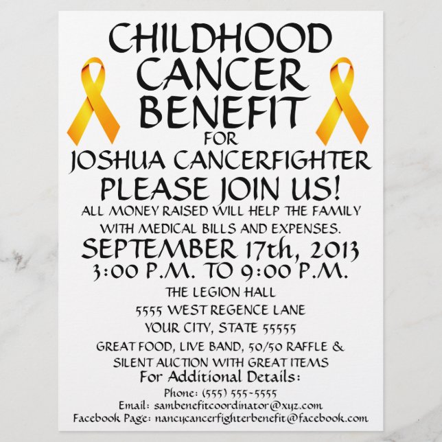 Childhood Cancer Benefit Flyer (Front)