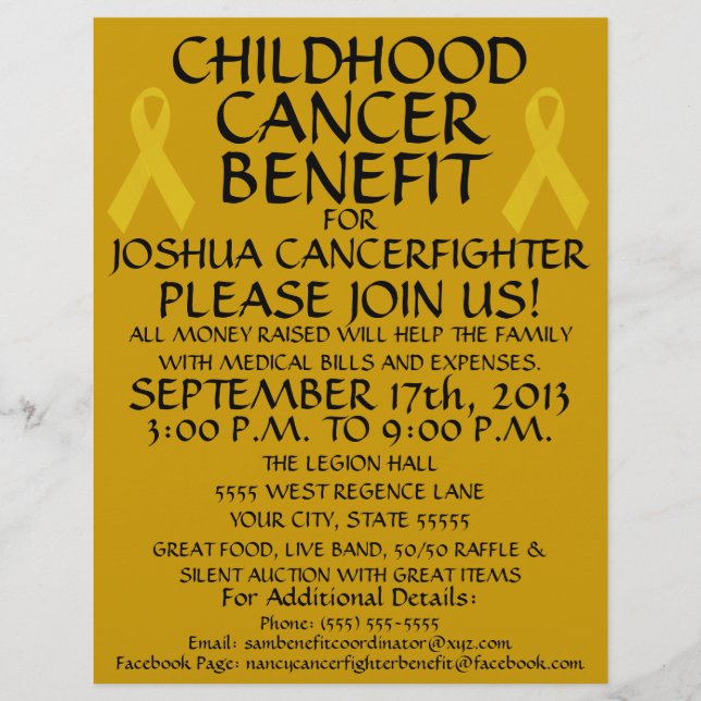Childhood Cancer Benefit Flyer (Front)