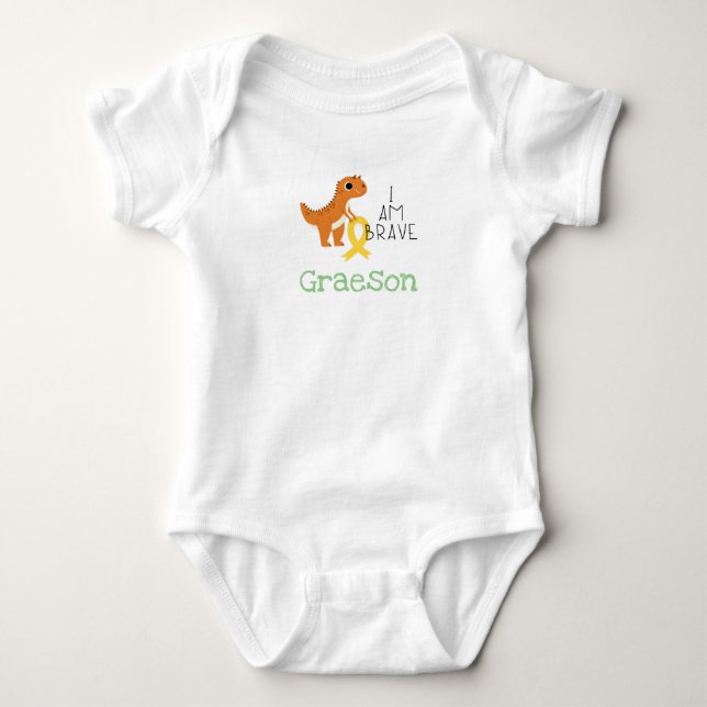 childhood cancer. brave.custom name-Baby Bodysuit (Front)
