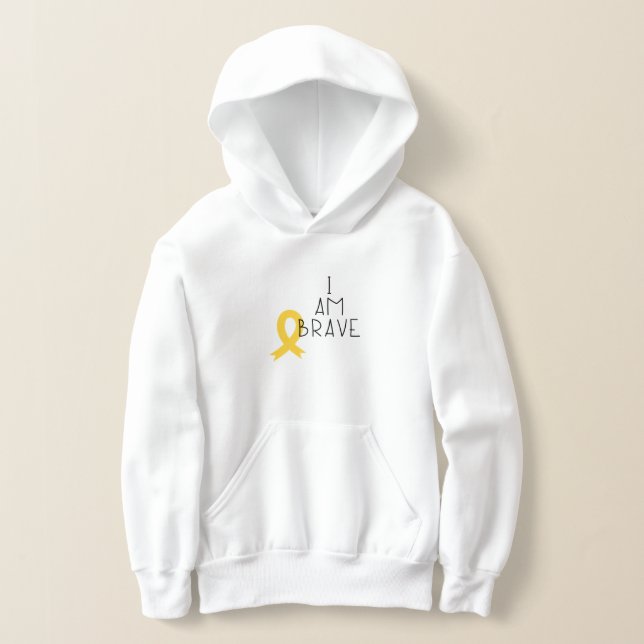 childhood cancer.brave. Kids Pullover Hoodie (Laydown)