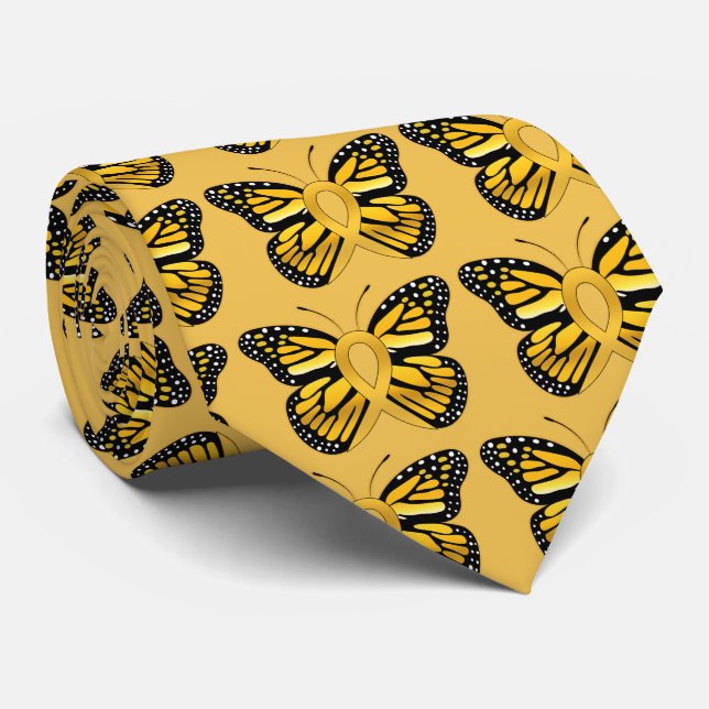 Childhood Cancer Butterfly Awareness Ribbon Neck Tie (Rolled)