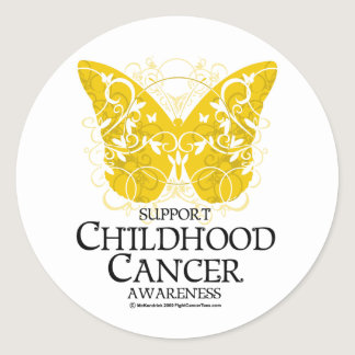 Childhood Cancer Butterfly Classic Round Sticker