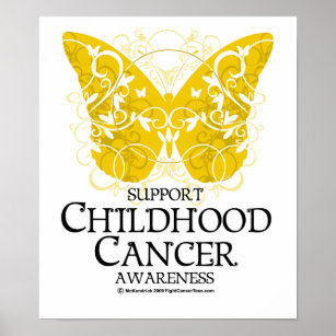 Gold Childhood Cancer Awareness Butterfly, Cancer Ribbon Butterfly Poster  for Sale by manzee