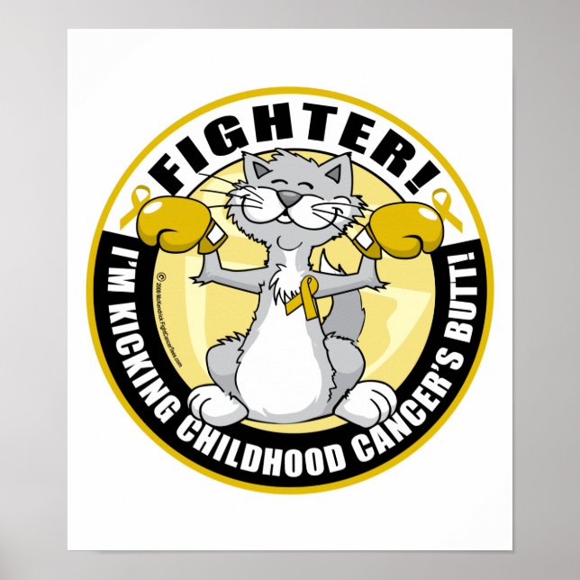 Childhood Cancer Cat Fighter Poster (Front)