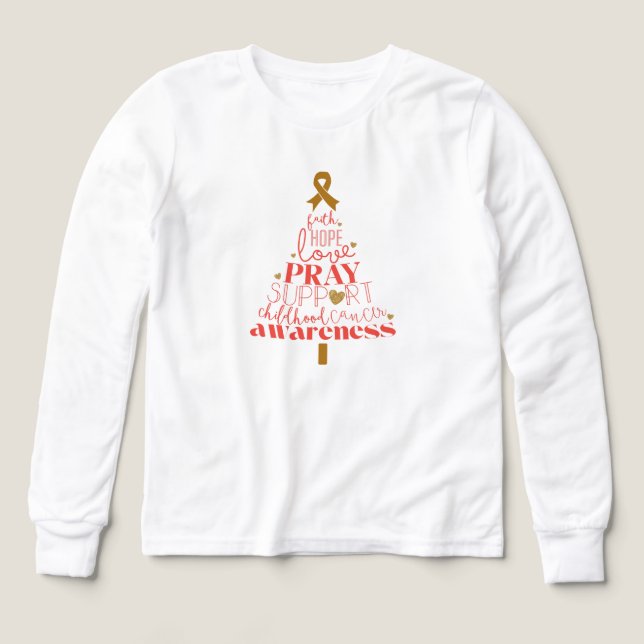 childhood cancer Christmas Girls Long Sleeve  Tri-Blend Shirts (Design Front)