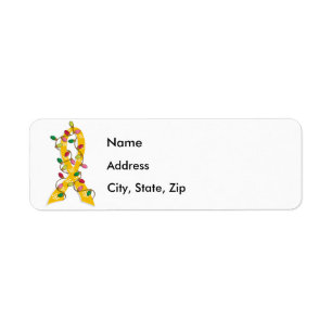 Childhood Cancer Christmas Lights Ribbon Label