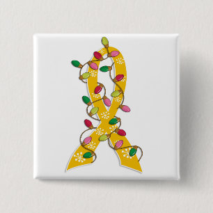 Childhood Cancer Christmas Lights Ribbon Pinback Button