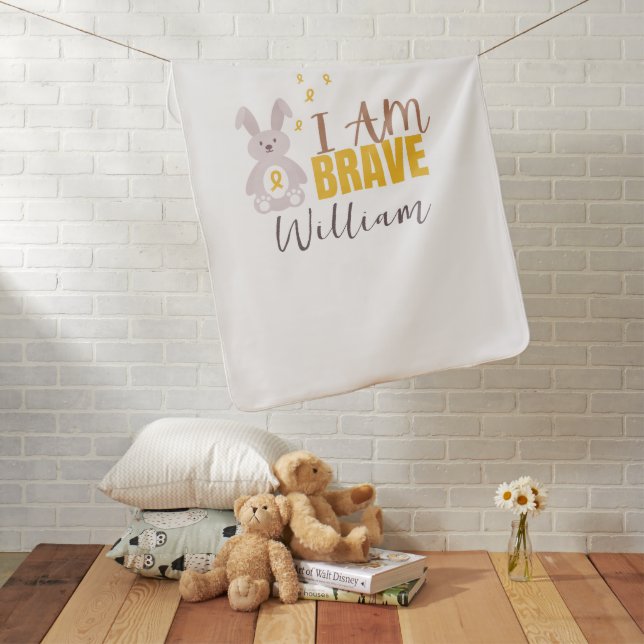 childhood cancer. Custom name. brave. Baby Blanket (In Situ)