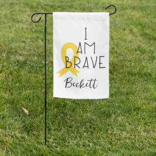childhood cancer. Custom name. brave. Garden Flag