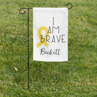 childhood cancer. Custom name. brave. Garden Flag