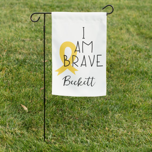 childhood cancer. Custom name. brave. Garden Flag (In SItu)