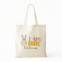 childhood cancer. Custom name. brave. Totes & Bags