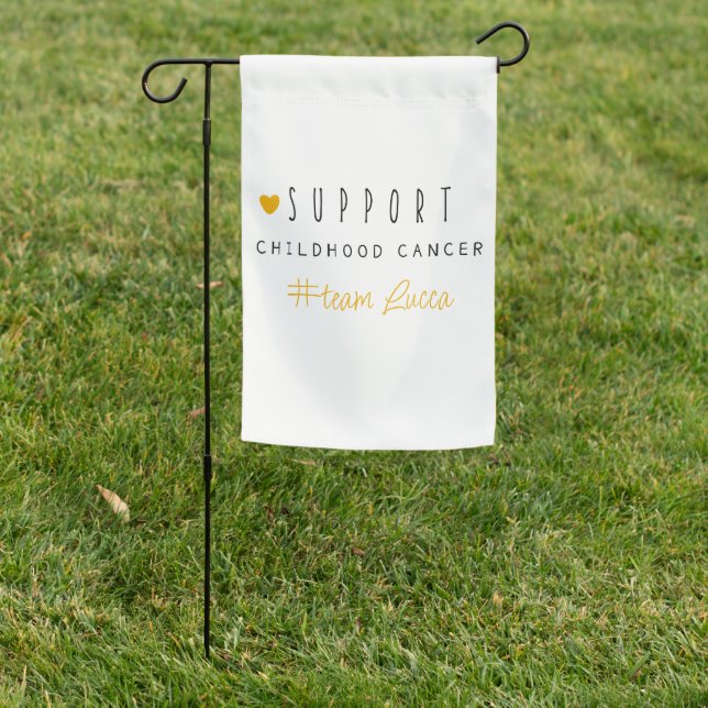 childhood cancer. Custom #team name. Garden Flag (In SItu)