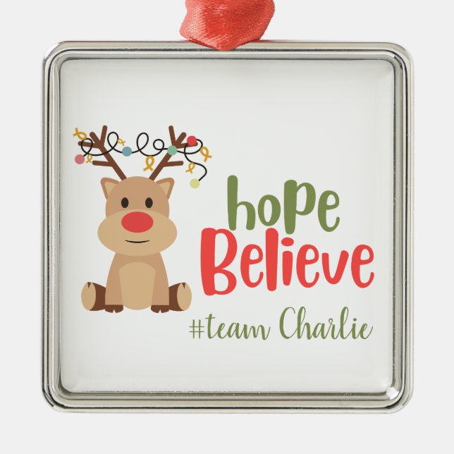 childhood cancer. Custom #team name Ornament  (Front)