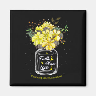Childhood Cancer Faith Love Hope Flower Jar Awaren Magnet