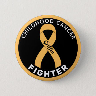 Childhood Cancer Fighter Ribbon Black Button