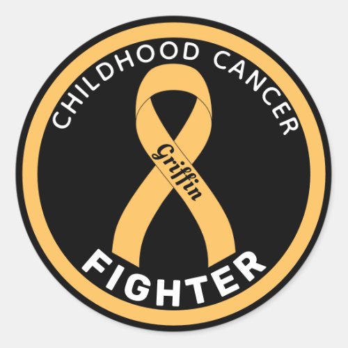 Childhood Cancer Fighter Ribbon Black Classic Round Sticker