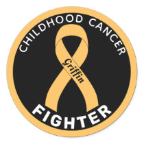 Childhood Cancer Fighter Ribbon Black Classic Round Sticker