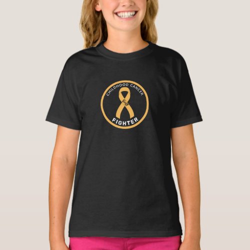 Childhood Cancer Fighter Ribbon Black Girls T_Shirt