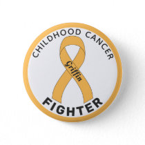 Childhood Cancer Fighter Ribbon White Button