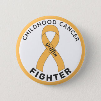 Childhood Cancer Fighter Ribbon White Button