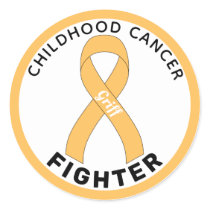Childhood Cancer Fighter Ribbon White Classic Roun Classic Round Sticker