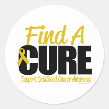 Childhood Cancer Find A Cure Classic Round Sticker by fightcancertees at Zazzle