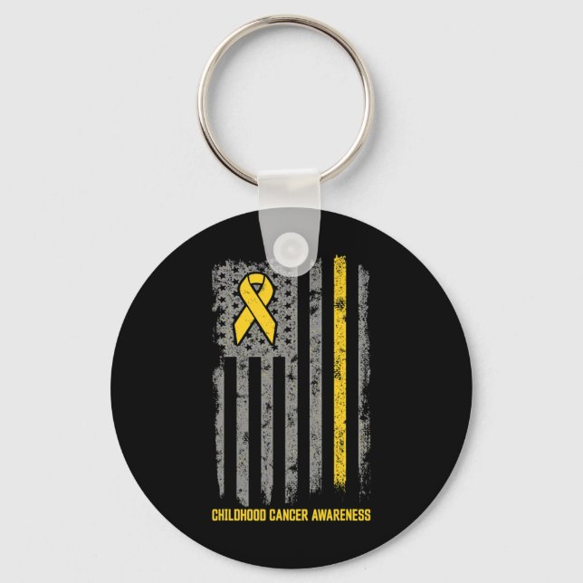 Childhood Cancer  Flag Childhood Cancer Awareness  Keychain (Front)
