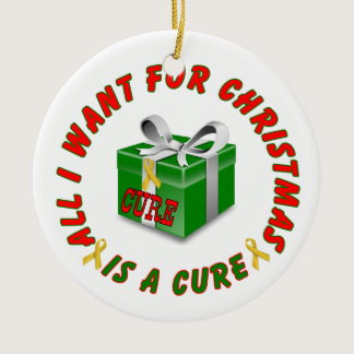 Childhood Cancer Gold Awareness Ribbon Christmas Ceramic Ornament