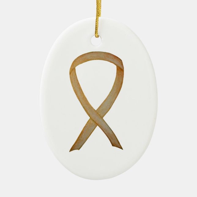 Childhood Cancer Gold Awareness Ribbon Ornaments (Front)
