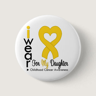 Childhood Cancer Gold Heart Ribbon For Daughter Pinback Button