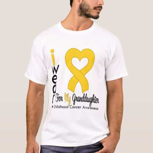Childhood Cancer Gold Heart Ribbon Granddaughter T_Shirt