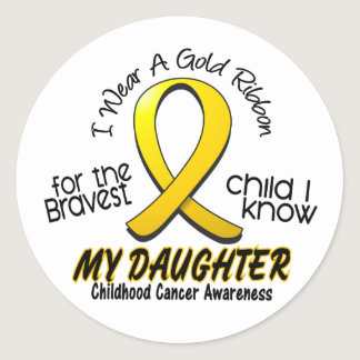 Childhood Cancer Gold Ribbon For My Daughter Classic Round Sticker