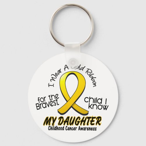 Childhood Cancer Gold Ribbon For My Daughter Keychain
