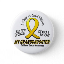 Childhood Cancer Gold Ribbon For My Granddaughter Pinback Button