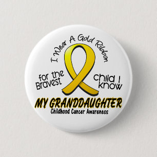 Childhood Cancer Gold Ribbon For My Granddaughter Pinback Button