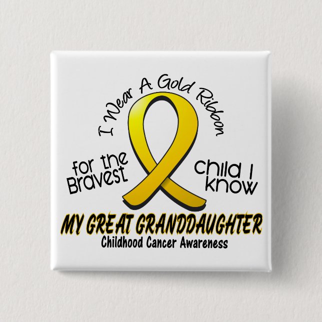 Childhood Cancer Gold Ribbon Great Granddaughter Button (Front)