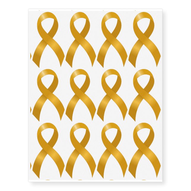 Childhood Cancer Gold Ribbon Temporary Tattoos (Front)
