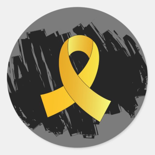 Childhood Cancer Gold Ribbon With Scribble Classic Round Sticker