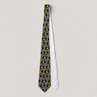 Childhood Cancer Gold Ribbon With Scribble Neck Tie