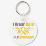 CHILDHOOD CANCER Gold Tribal Ribbon Granddaughter Keychain